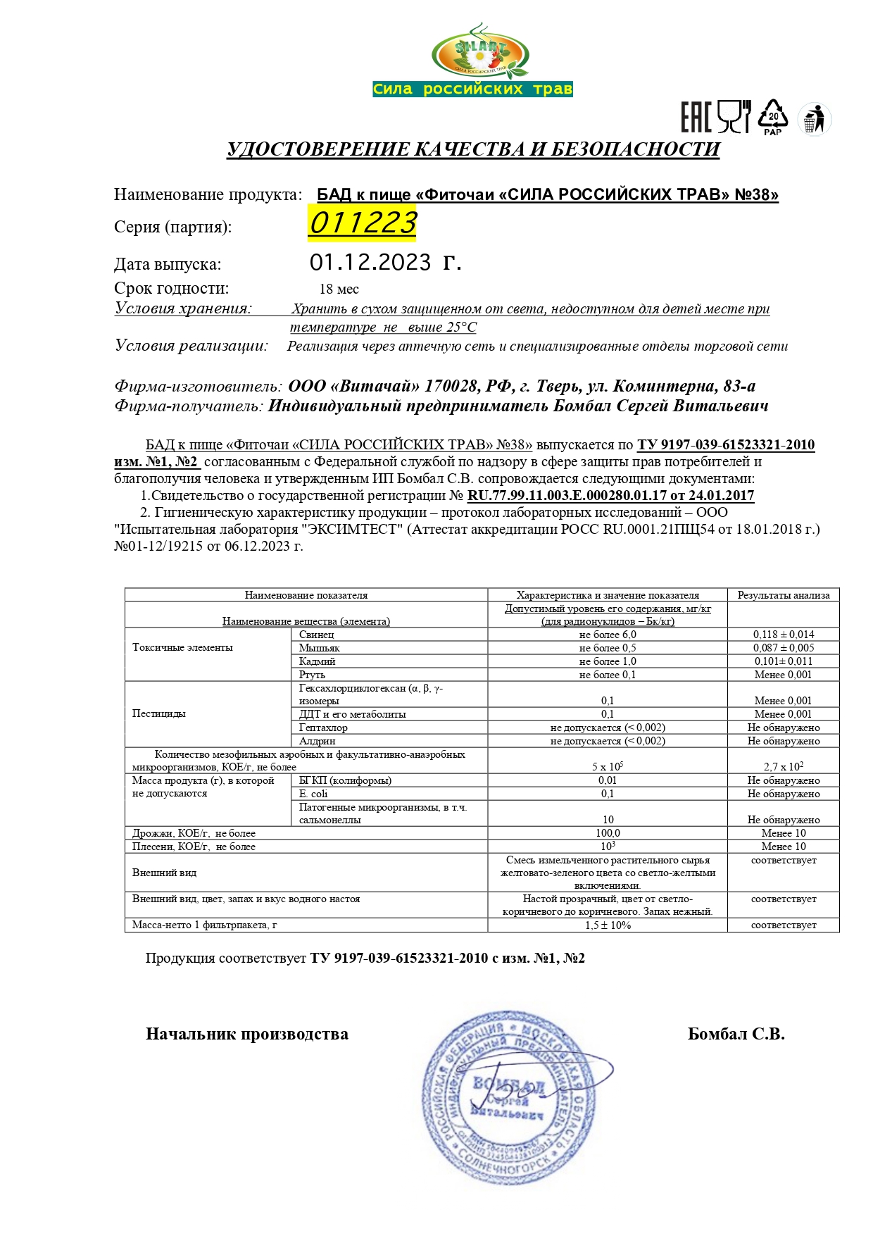 Паспорт №122023